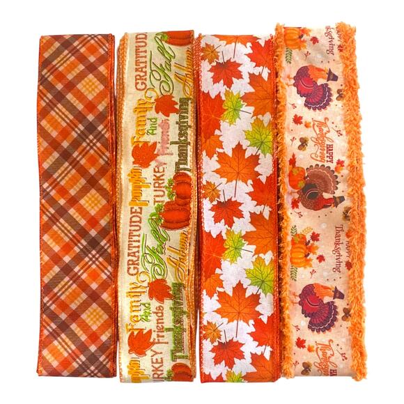 Thanksgiving Wreath Kit | Give Thanks Sign & Fall Wired Ribbons | DIY Fall Decor - Picture 3 of 5